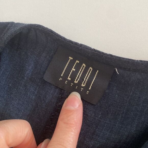 Vintage Navy Blue Floral 90's Tie Back Midi Dress Size Small/ Medium - Picture 11 of 14